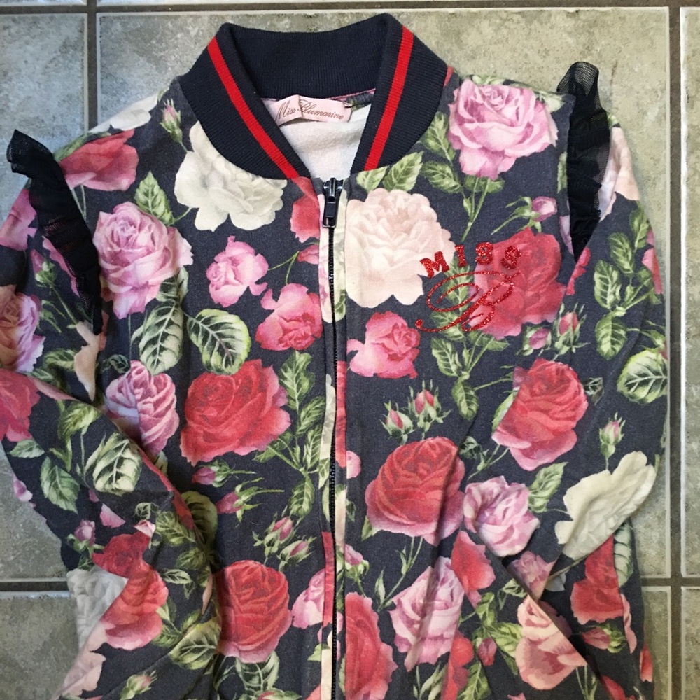 Blumarine girls sweatshirt with lace ruffle